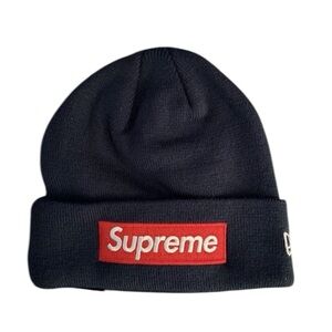 Supreme Navy Beanie New Era Box Red Logo New